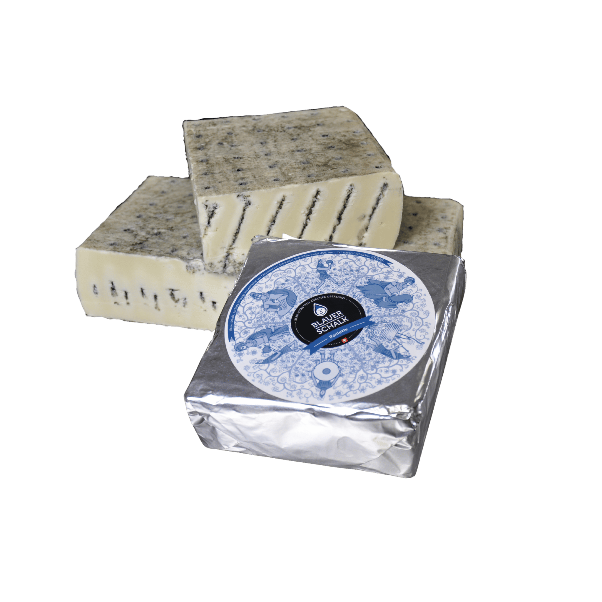 Raclette eckig Blauer Schalk in Alu